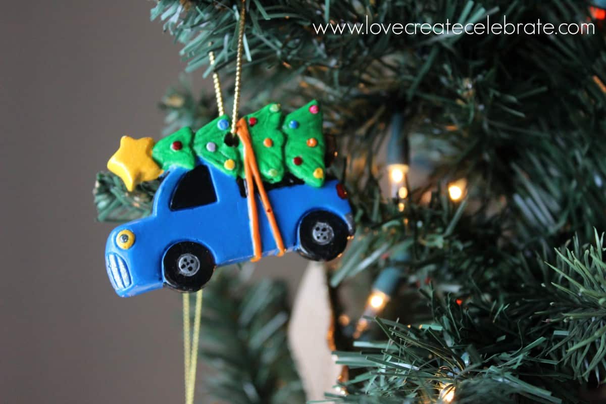 Home-made car with tree ornament