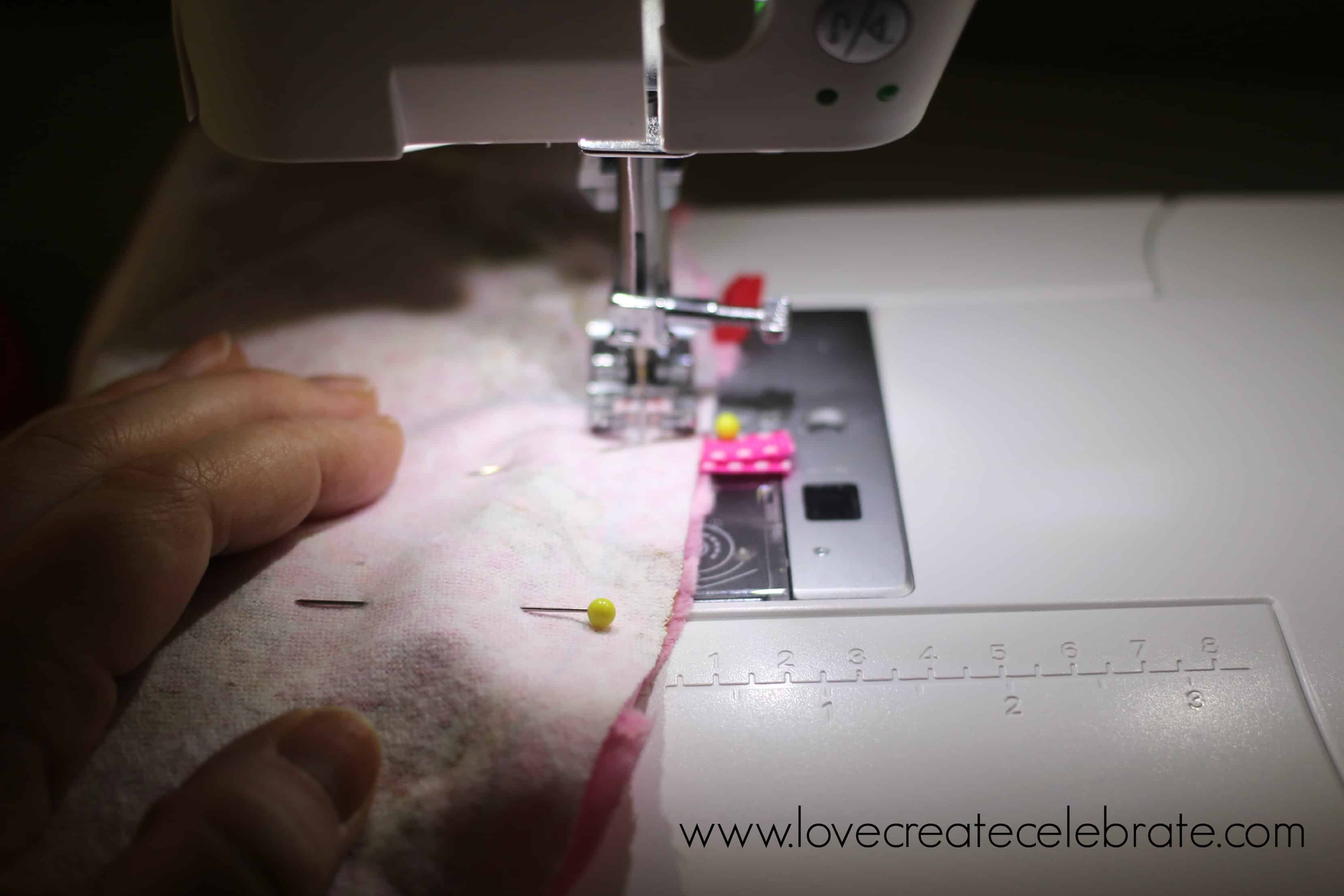 Sew the heart taggie blanket together at the outline