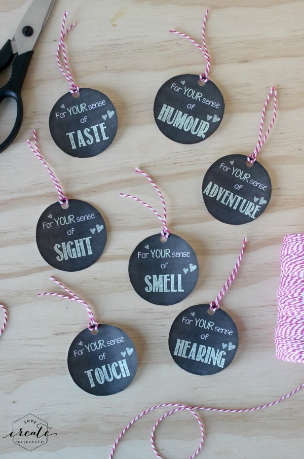Five senses printable gift tags