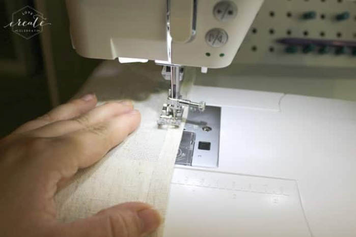 sewing a hem with sewing machine