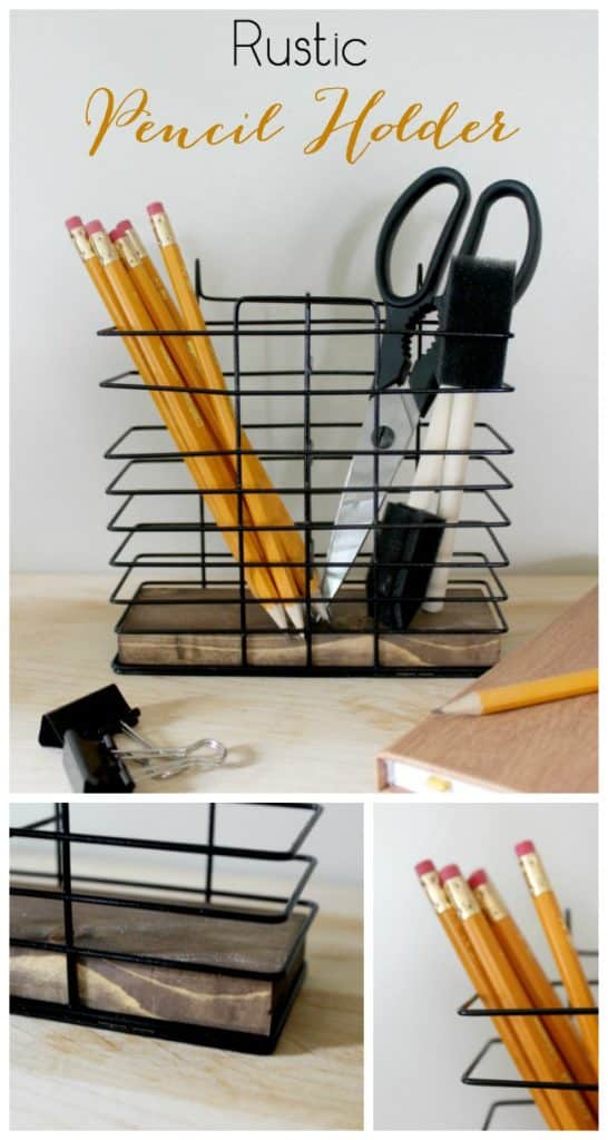 Perfect desk organization idea! Love the rustic industrial vibe. Perfect for my office, or my teen going off to college! 