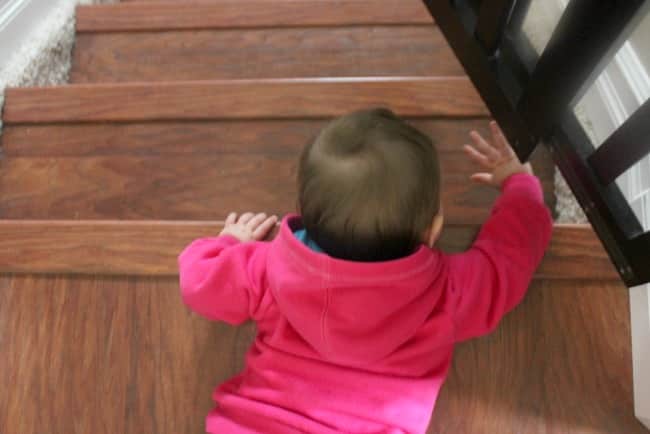 baby on stairs