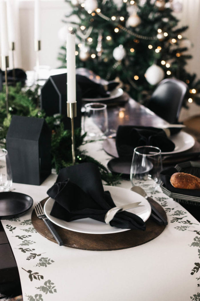 DIY holiday tablescape wooden chargers
