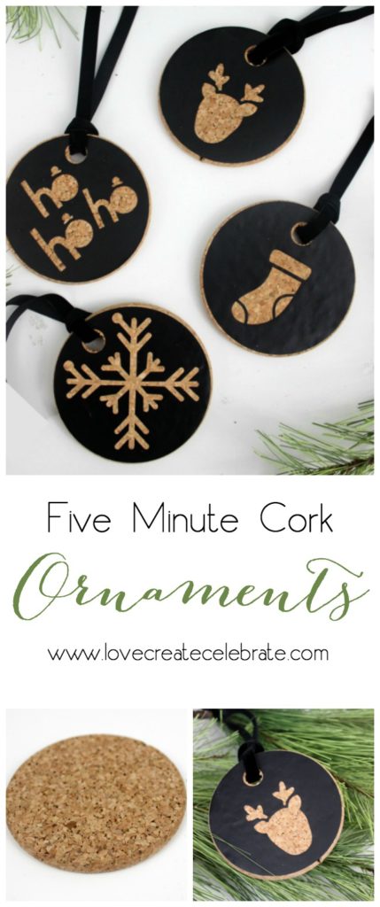 Love these simple DIY Christmas ornaments that you can make in just a few minutes! Beautiful modern design that you can do in any colour! Love the cork coaster background :) 