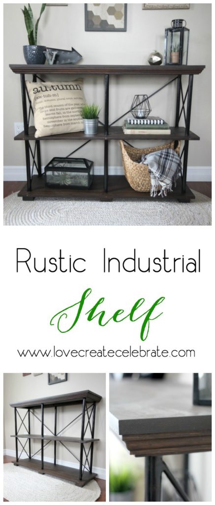Free build plans for this beautiful rustic industrial furniture piece. This DIY shelf would look perfect in any living room, family room, or in the kitchen as a side board! Love the idea! 