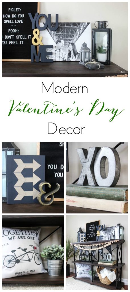 Step away from the traditional red and pink decor and add some new colours this Valentine's day! Love this modern vignette for of great DIY ideas!
