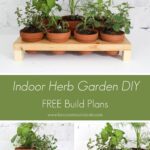 Three photos showing different angles of the DIY herb garden with text overlay reading "Indoor Herb Garden"
