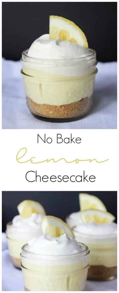 These no back lemon cheesecake desserts come together quick in mini mason jars.