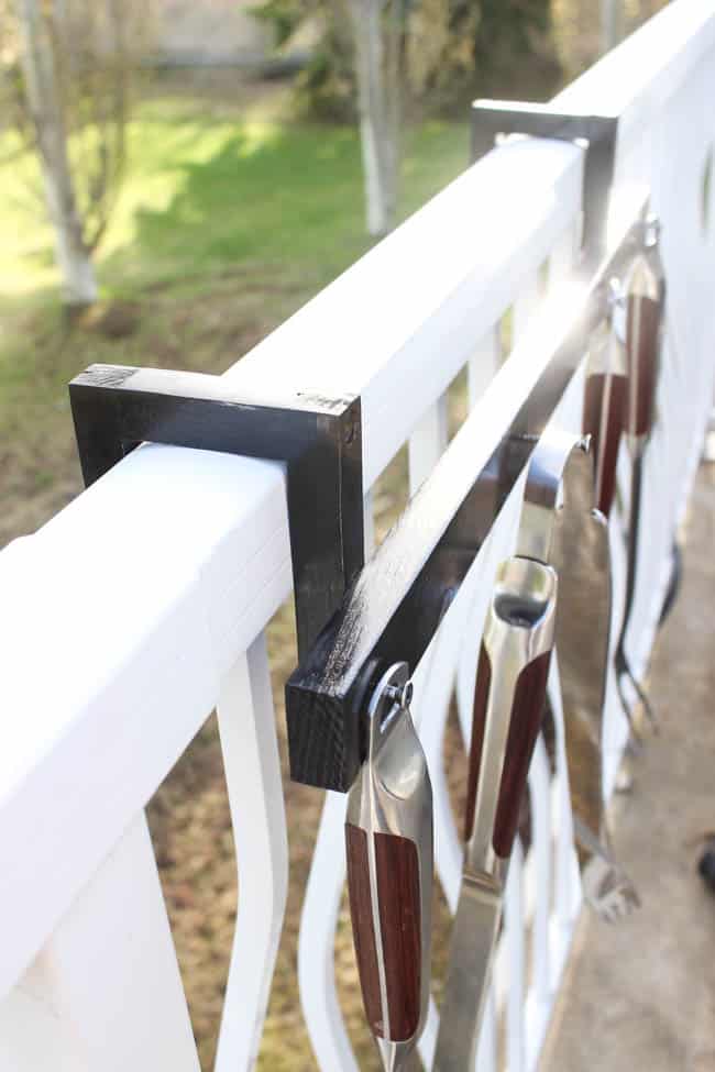 You can stain the BBQ tool holder to match your deck, or paint it whatever color you'd like!