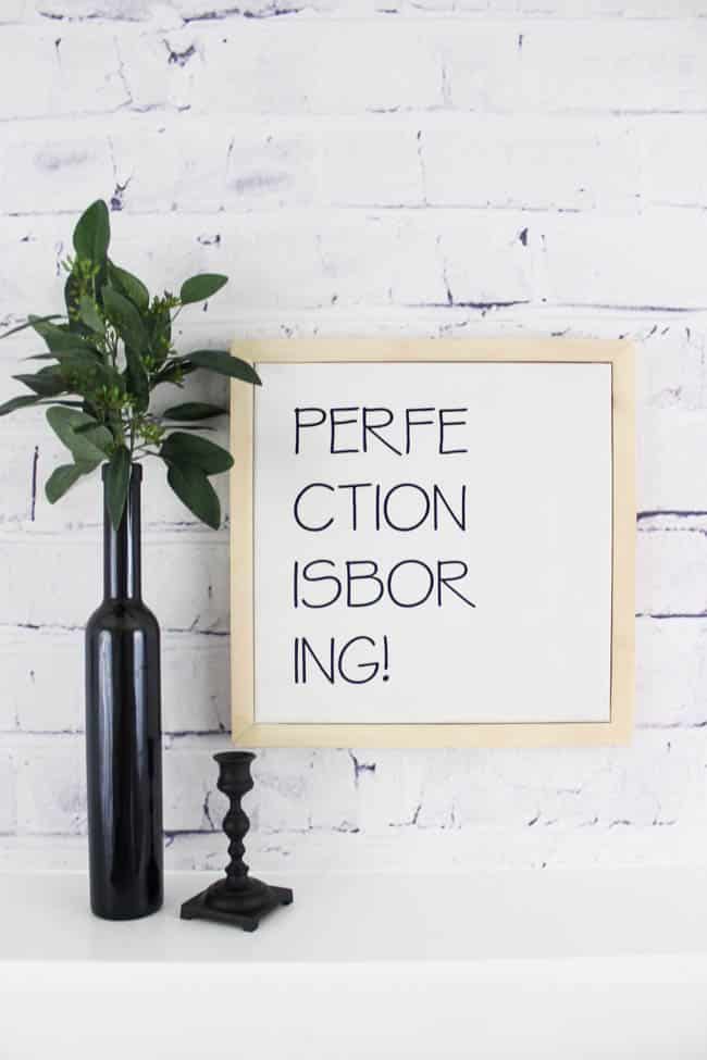 Beautiful DIY white and black art framed in natural wood! Love the typography and the quote. Perfect modern, minimalist or nordic addition to your home!