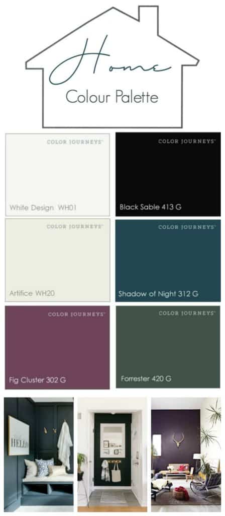 Love this rich and moody home colour palette! So many beautiful inspirational photos to show how to incorporate these paint colours (or colors) into your whole home. A beautiful home colour scheme and great tips for making your own.