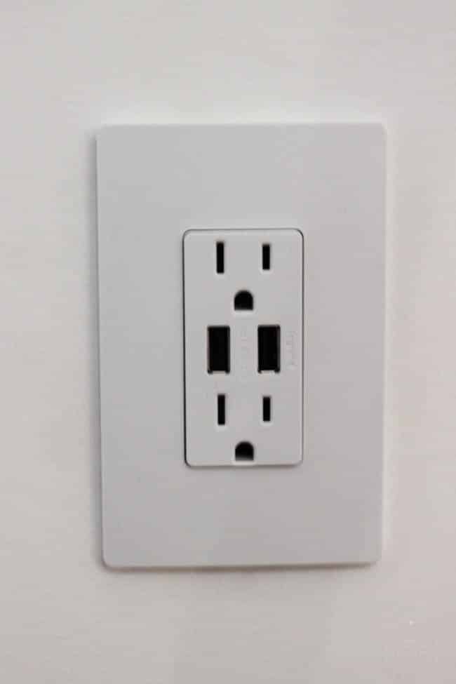 Love these new outlet covers with USB ports - a perfect modern update for our living room