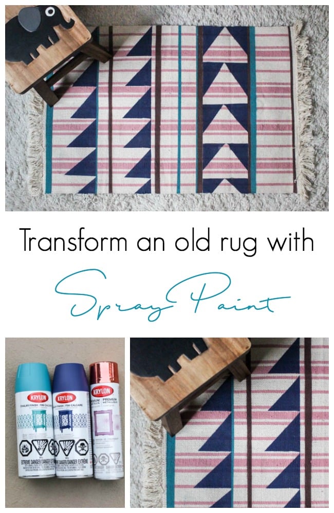 A great DIY for the home! Learn how to spray paint a rug. Turn something old into something beautiful again with creative designs.