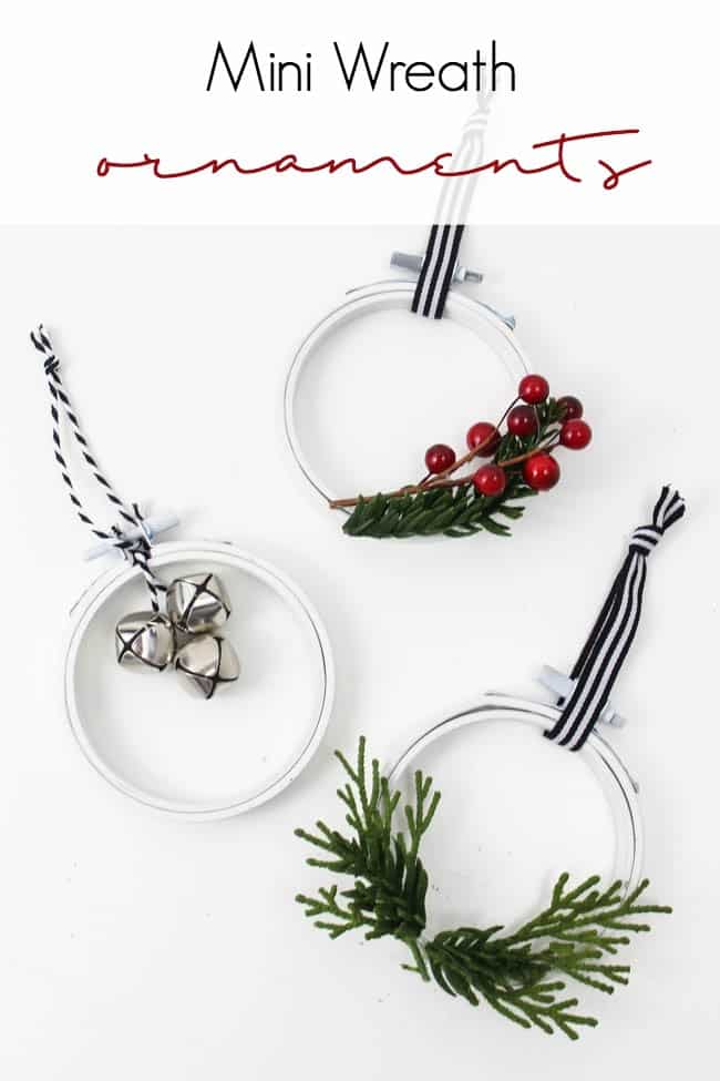 An easy DIY ornament idea for Christmas. These festive holiday wreaths are perfect for your tree, or as gifts for friends and family. Love that these would look perfect with any decor style: modern, rustic, farmhouse, you name it! 