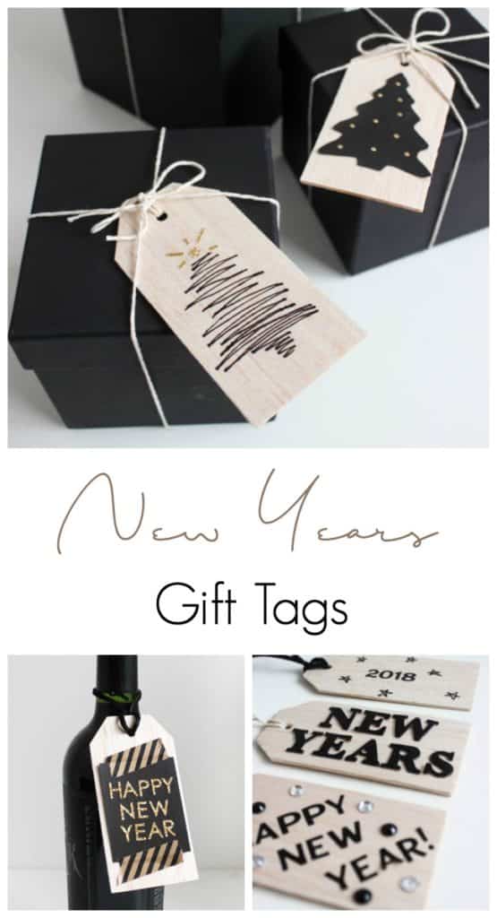 Beautiful wooden gift tags for Christmas or New Years. Love the simple modern designs. You can easily recreate them in just a few minutes! Black and gold are the perfect colours for a New Years Eve party! 