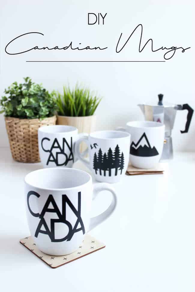It's almost Canada Day! Celebrate by decorating your own Canadian mugs for the holiday! Cricut's removable vinyl lets you take off the design when the holiday is over too! Beautiful DIY modern decor! 