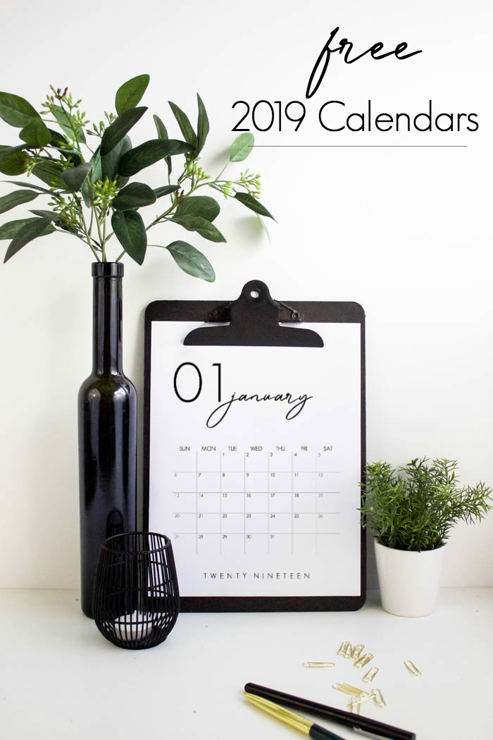 Free 2019 calendar printable