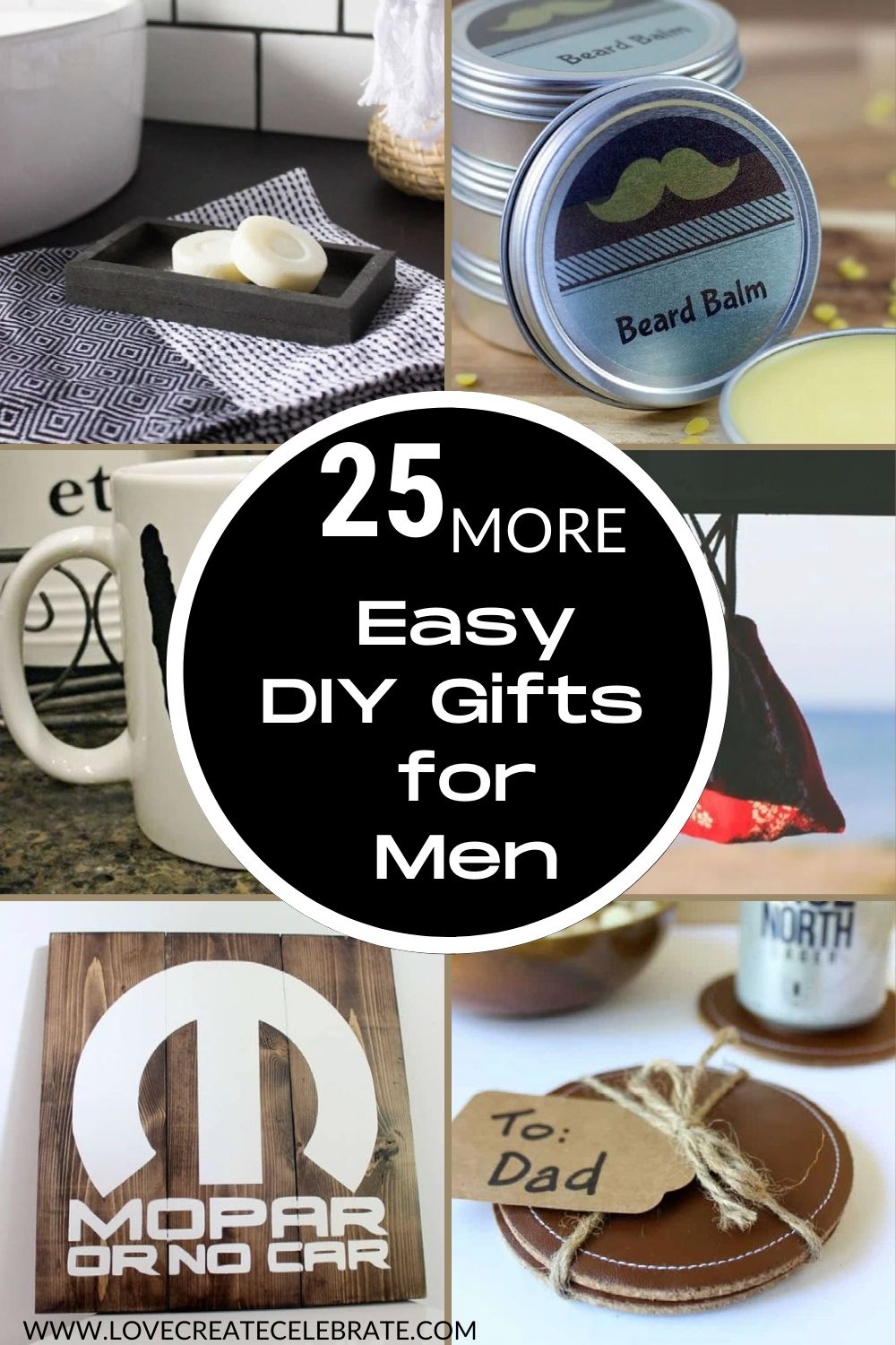 image collage of DIY gifts for men with text overlay