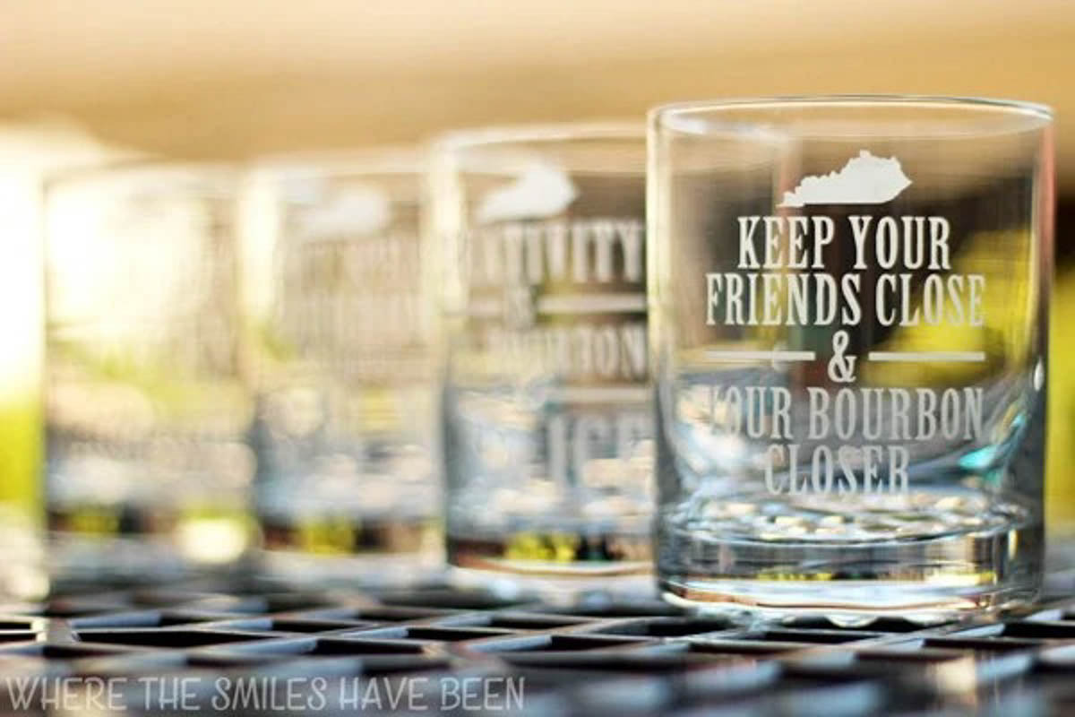 bar glasses with custom sayings etched on them