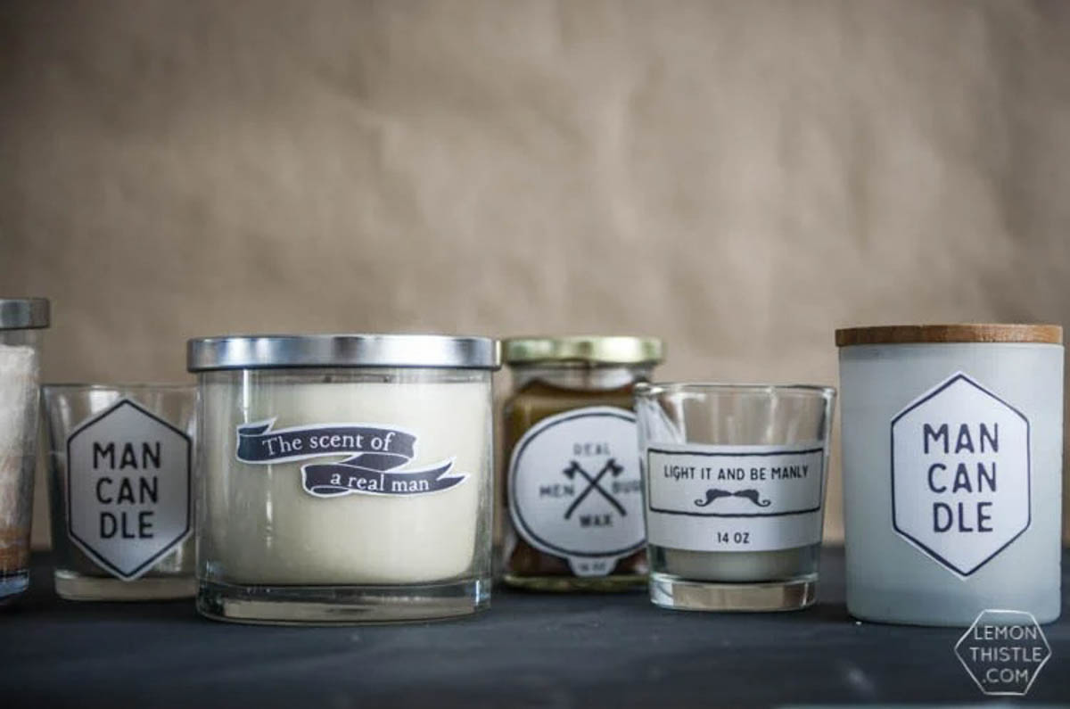DIY candles and labels gift for men