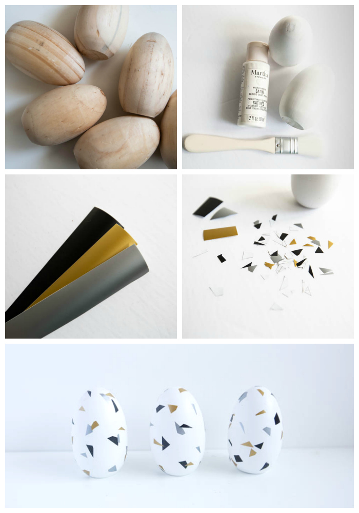 collage of photos showing how to make your own modern easter egg