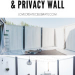 collage of finished deck photos with text overlay reading "DIY Floating Deck and Privacy Wall"