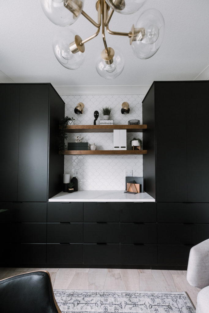 gorgeous black ikea cabinets for the office