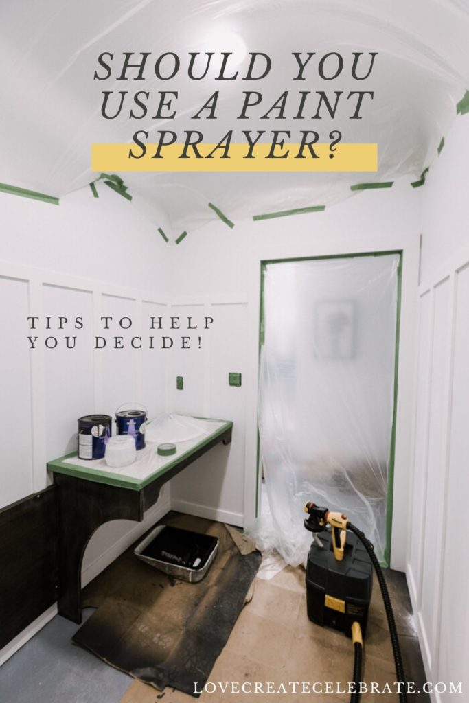 Room before using paint sprayer with text reading should I use a paint sprayer