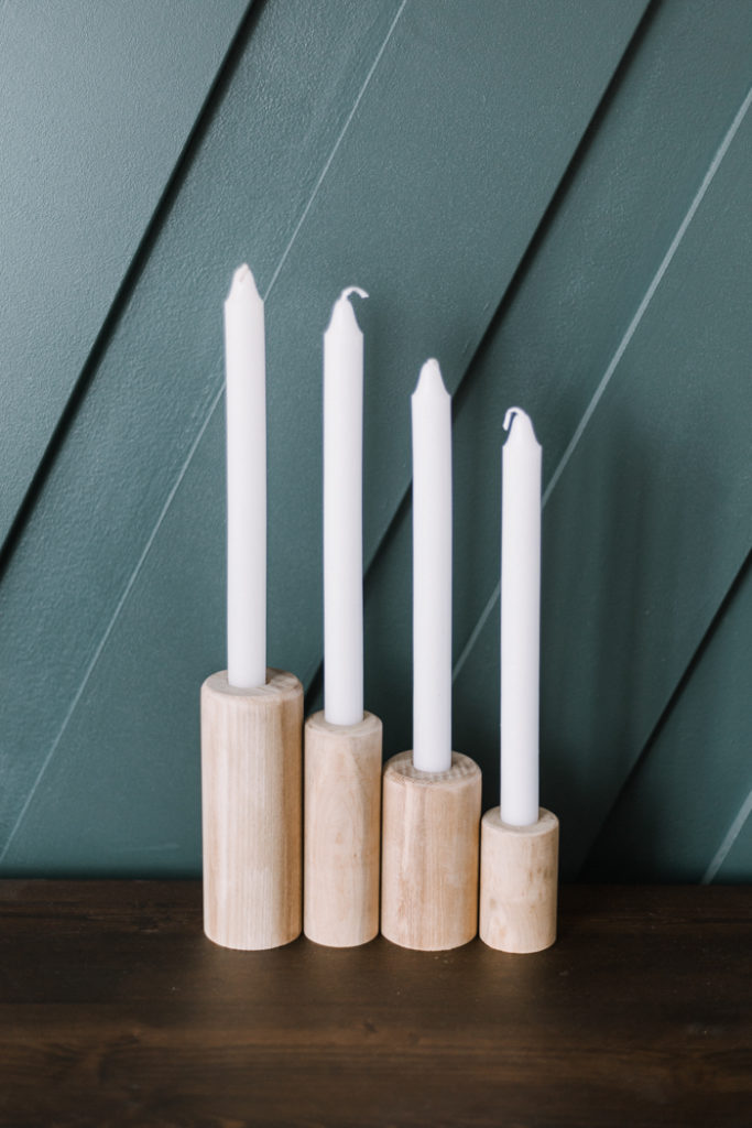 how to make wooden pillar candlesticks