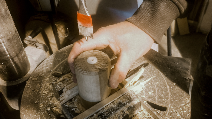 Cutting a hole for candlesticks