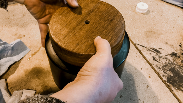 Gluing planter pieces together for DIY