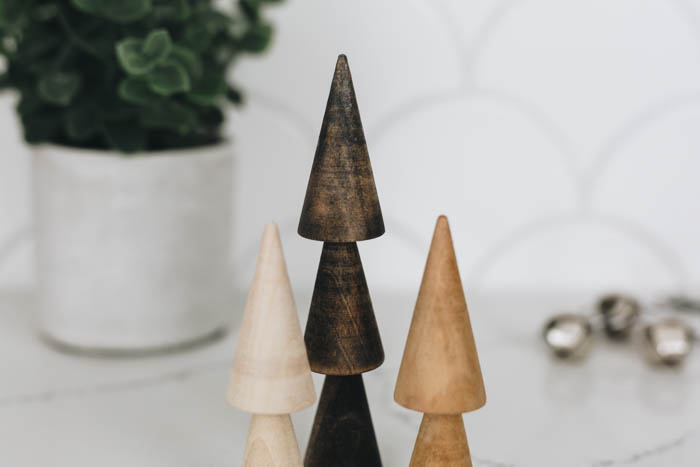 tops of mini wooden trees