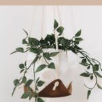 hanging planter with leather
