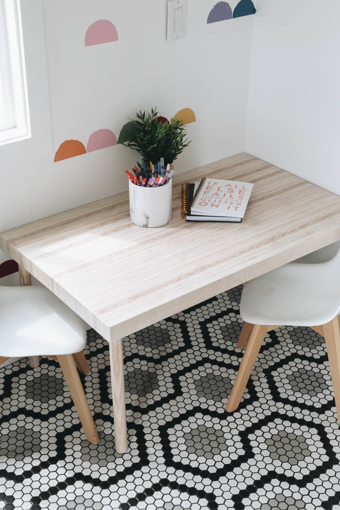 table with DIY custom wood filler