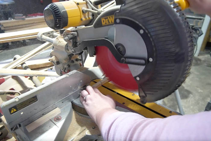 cutting dowels with a miter saw