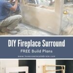 collage of fireplace build photos