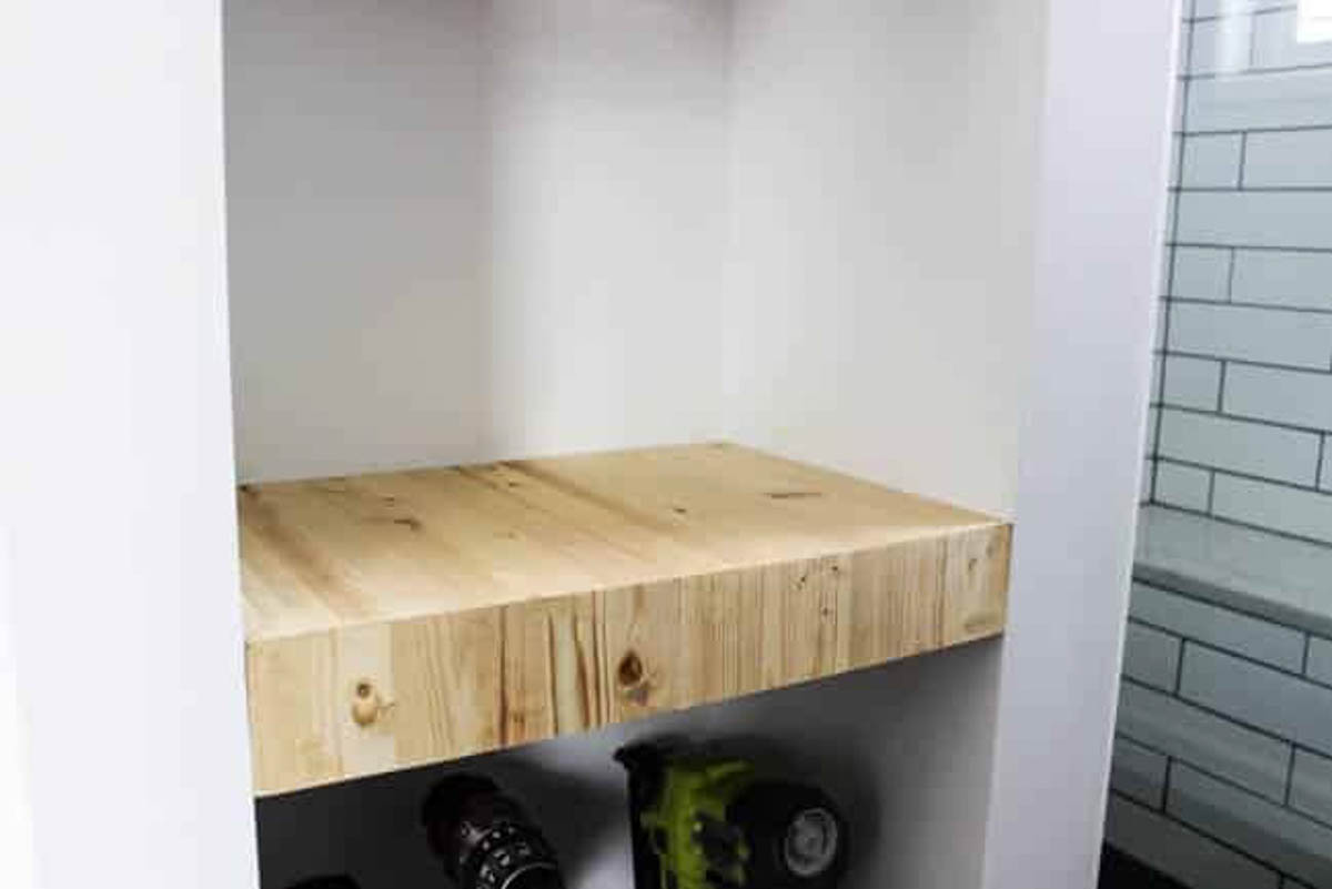 Image of a finished and installed built-in shelf