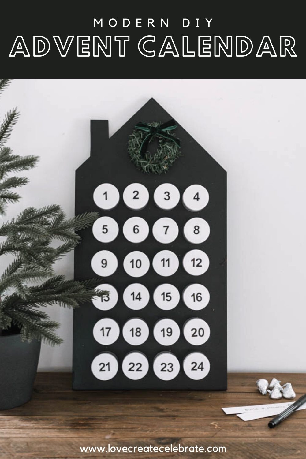 DIY advent calendar with text overlay