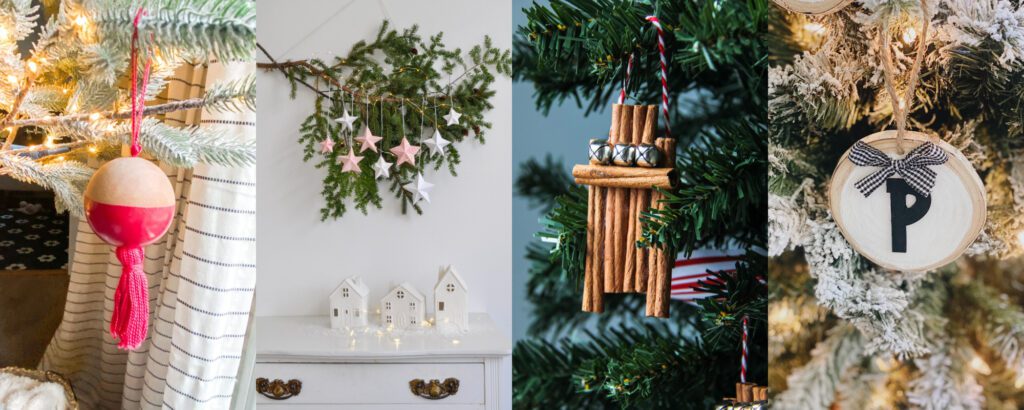 collage of DIY ornaments