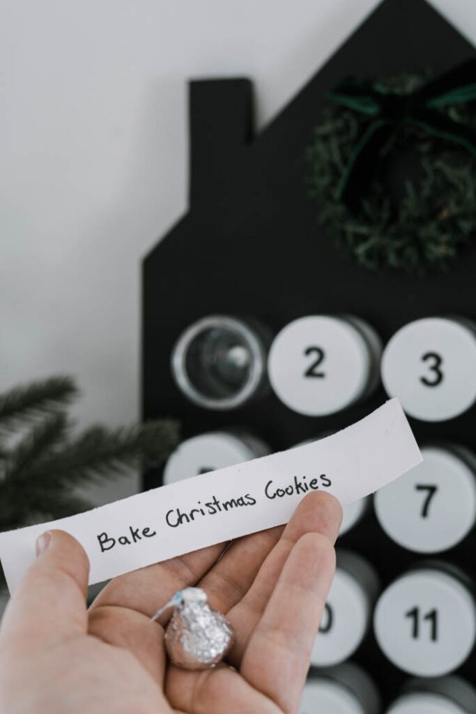 Bake Christmas Cookies written on slip of paper