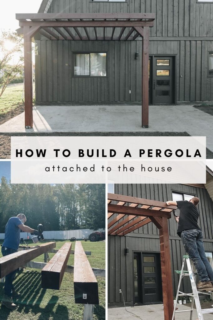 how to build a pergola attached to the house with a collage of building photos