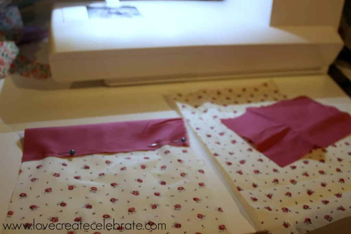 Preparing to sew pillow cases for doll crib bedding