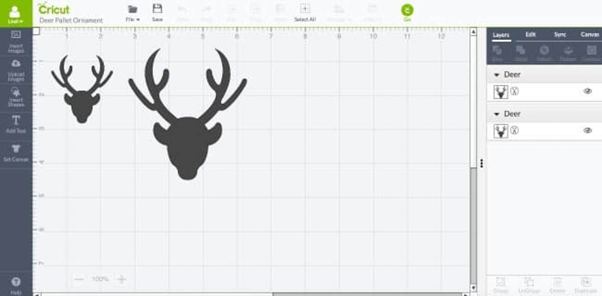 Creating the reindeer image on Cricut for the diy reindeer ornament