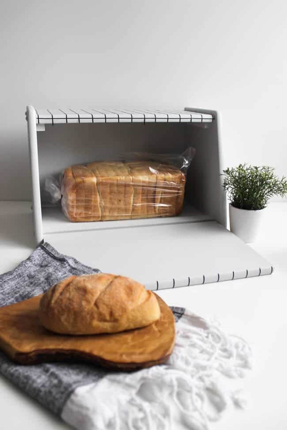 Bread sitting in the DIY bread box