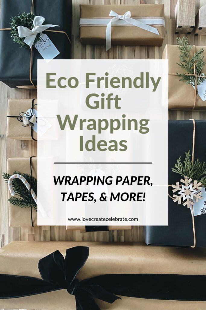 image collage of eco-friendly gift wrapping with text overlay