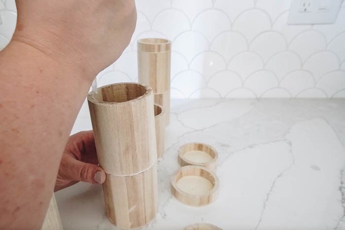 assembling pillar candeholder using craft glue