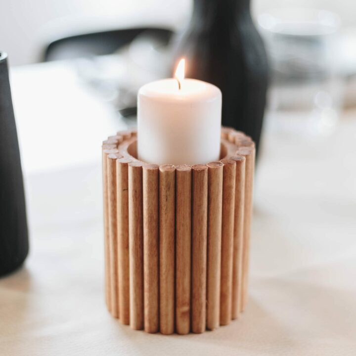 DIY fluted candleholder with candle