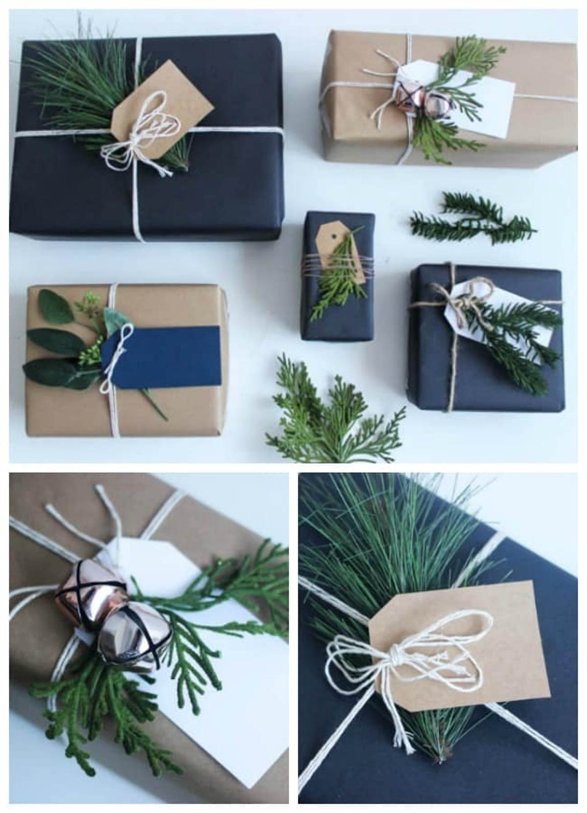 Image collage of DIY gift wrap.