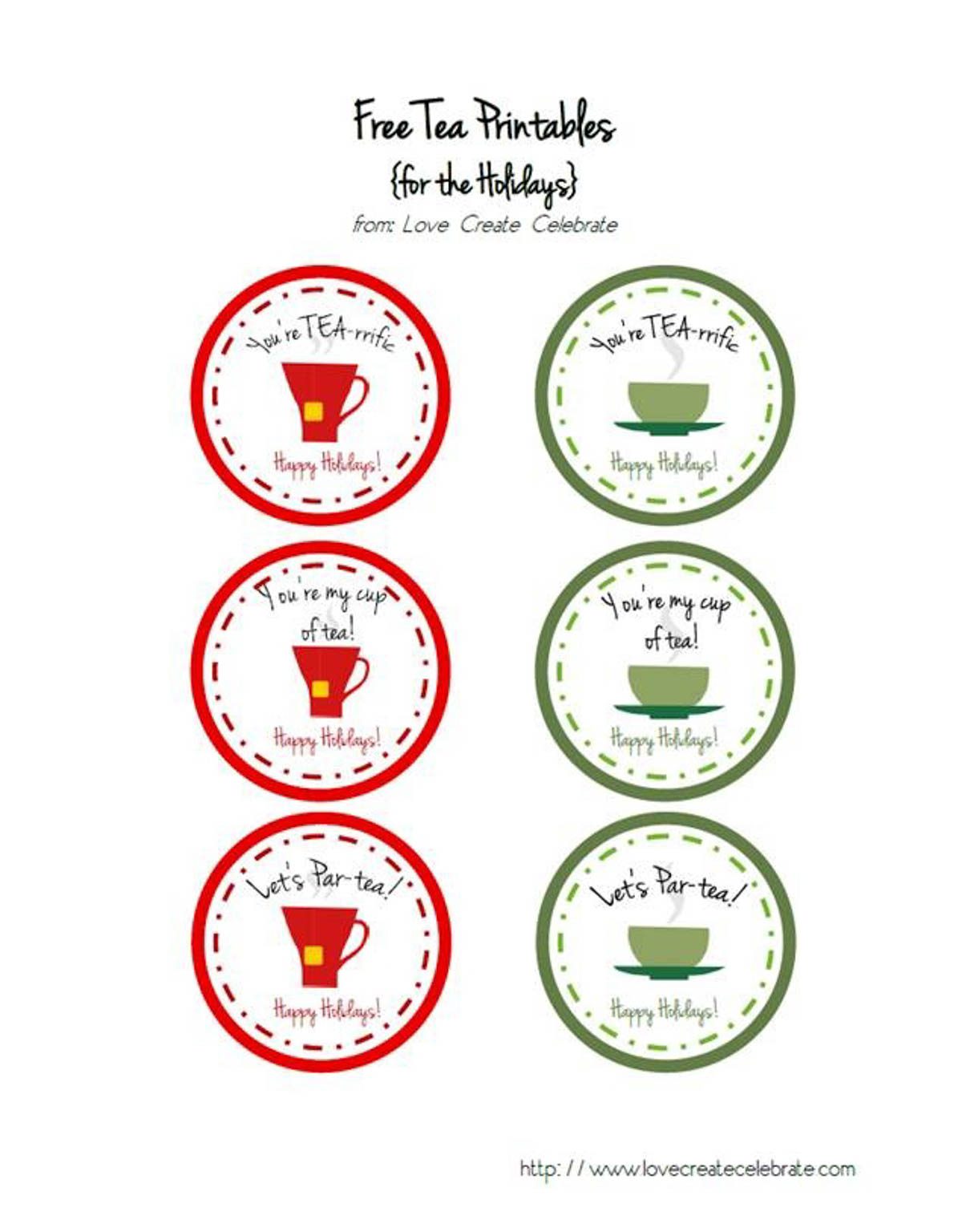 Printable labels for individual container of fresh peppermint tea.