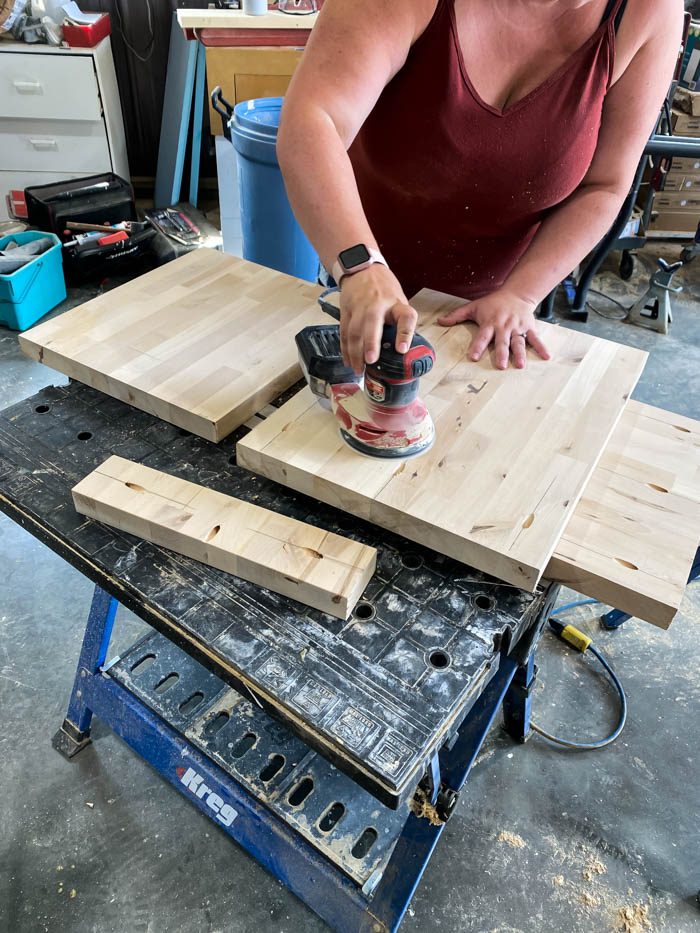 sanding boards for outdoor wood side table